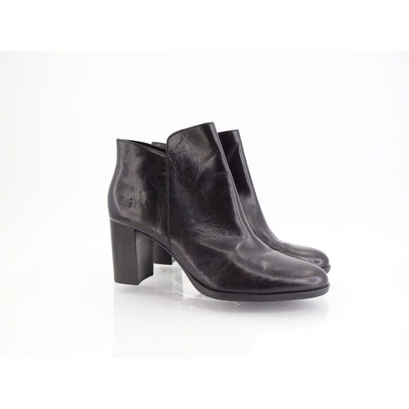 Born Womens Ellaria Boot Size 7.5 Black Leather Bootie Block Heel Comfy Zip Up - Picture 1 of 14